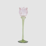 Portacandela Tulipano EDG in vetro rosa 27x8 cm