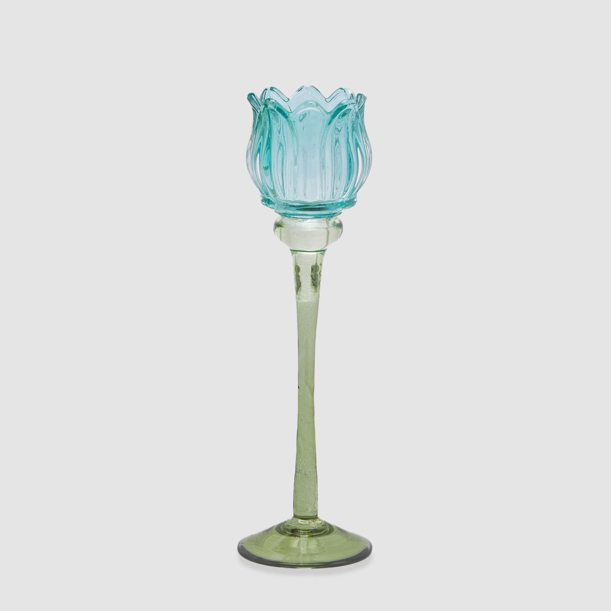 EDG Enzo De Gasperi Portacandela Tulipano 28x8cm Azzurro in Vetro