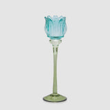 EDG Enzo De Gasperi Portacandela Tulipano 28x8cm Azzurro in Vetro