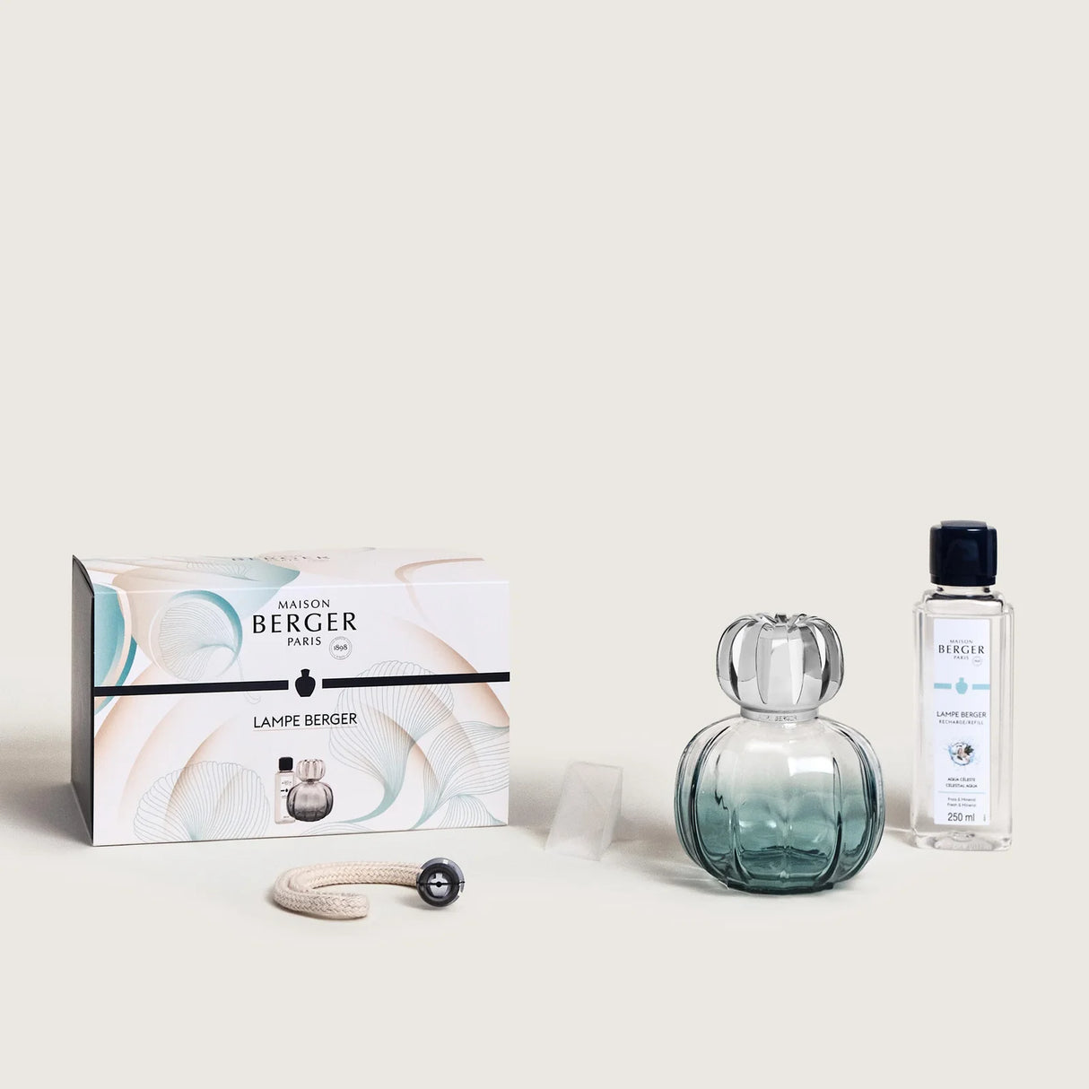 LAMPE BERGER Lampada Catalitica Cofanetto Corali Vert con Flacone 250ml Aqua Celeste