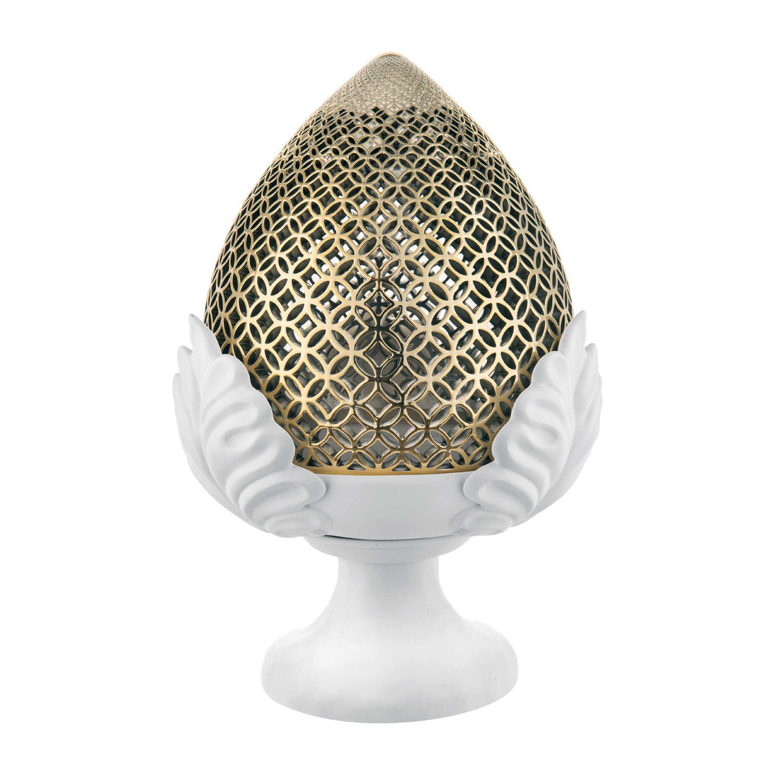 BONGELLI PREZIOSI Lampada da Tavolo Grande a Forma di Pomo Siciliano Oro 44cm Marmorino