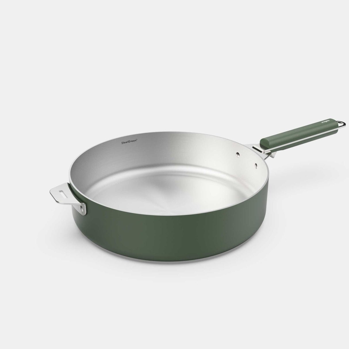 COOKUT La Meravigliosa Padella Alta con Manici 28cm Verde Acciaio Inox