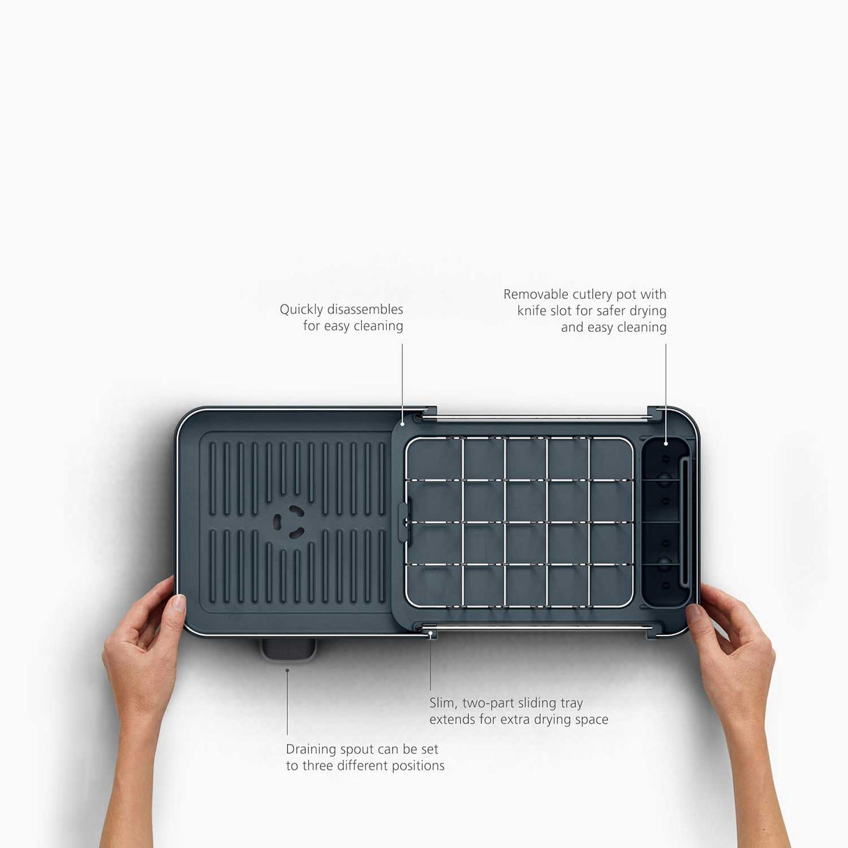 JOSEPH JOSEPH Slim Scolapiatti Espandibile e Portaposate in Acciaio Inox