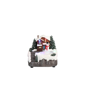 Villaggio di Natale Timstor animato con pupazzo di neve e luci LED 13,5 cm