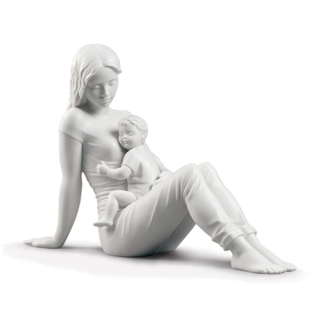 Lladró Figurina L'Amore di Una Madre Bianco Opaco 25x36cm Porcellana