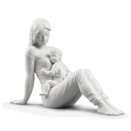 Lladró Figurina L'Amore di Una Madre Bianco Opaco 25x36cm Porcellana