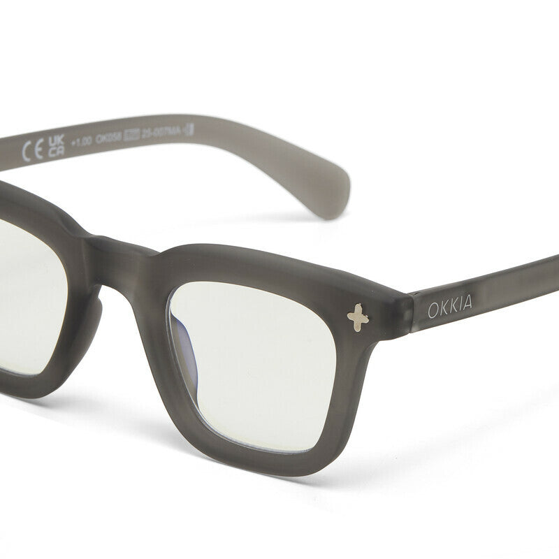 OKKIA Firenze Occhiali da Lettura Unisex Grigio Fumo +1.50