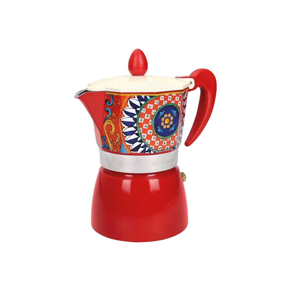 BRANDANI Caffettiera Teresa Rossa 3 Tazze Alluminio