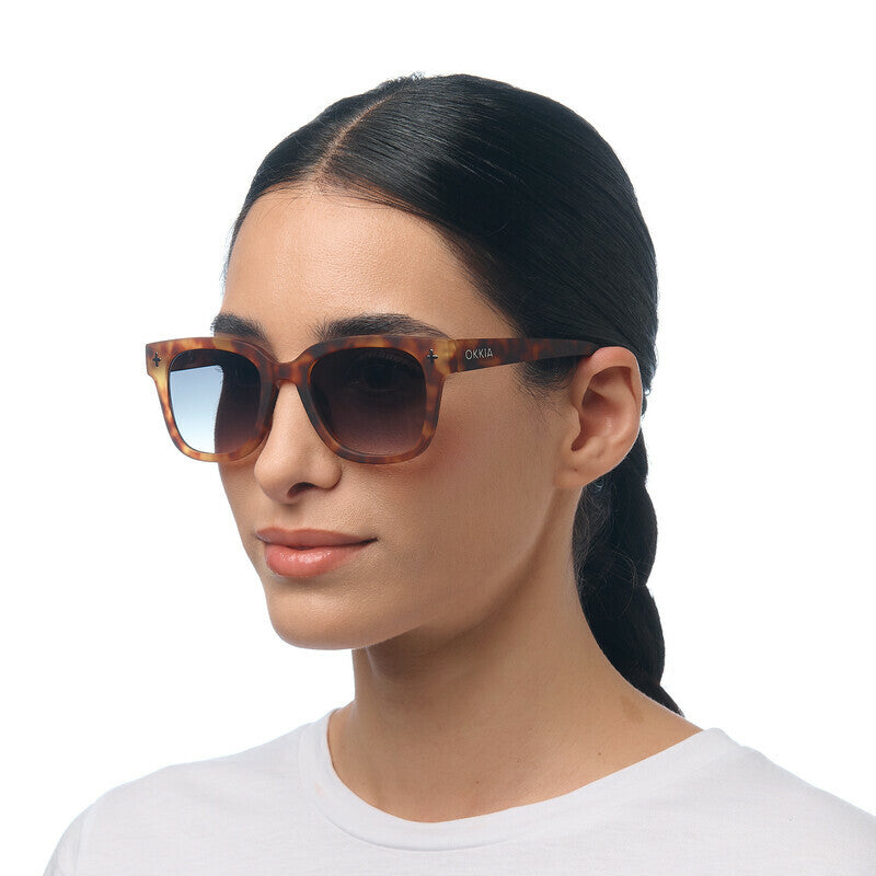 OKKIA Giovanni Occhiali da Sole Unisex Soft Touch Sahara Havana Lenti Verdi