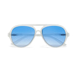 OKKIA Alessio Occhiali da Sole Unisex Goccia Bianco Trasparente Gradiente Blu