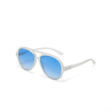 OKKIA Alessio Occhiali da Sole Unisex Goccia Bianco Trasparente Gradiente Blu