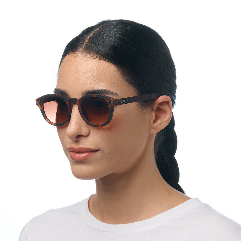 OKKIA Milano Occhiali da Sole Unisex Rotondo Avana