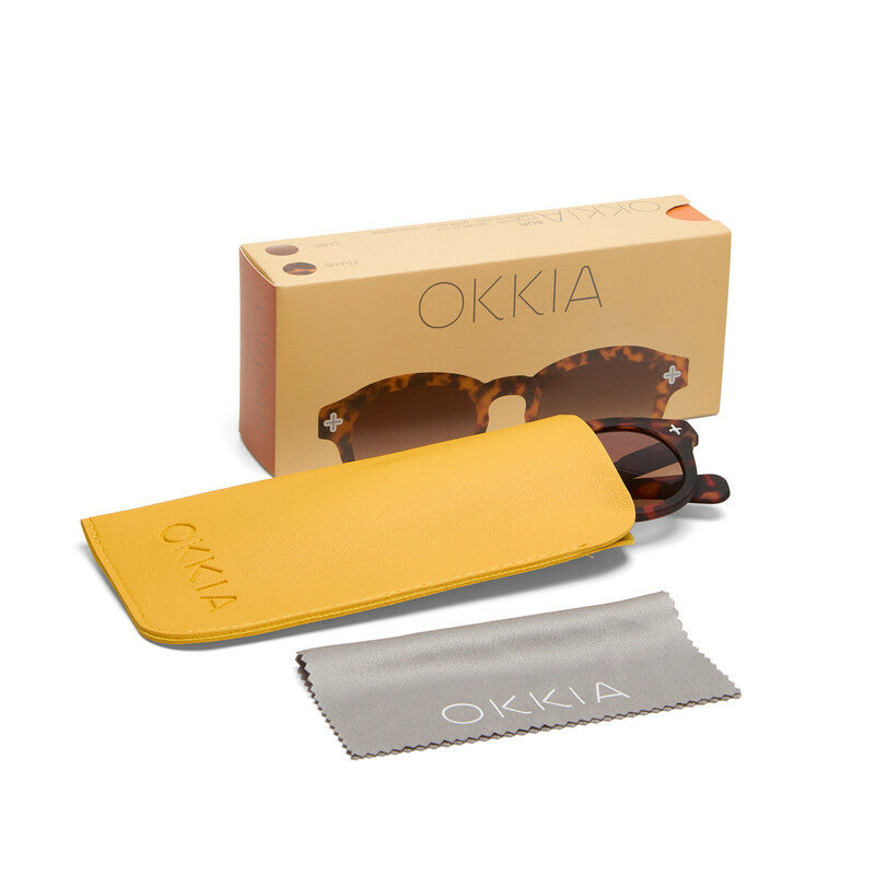 OKKIA Milano Occhiali da Sole Unisex Rotondo Avana