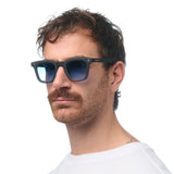 OKKIA Firenze Occhiali da Sole Unisex Rotondo Avana Nero Lenti Blu