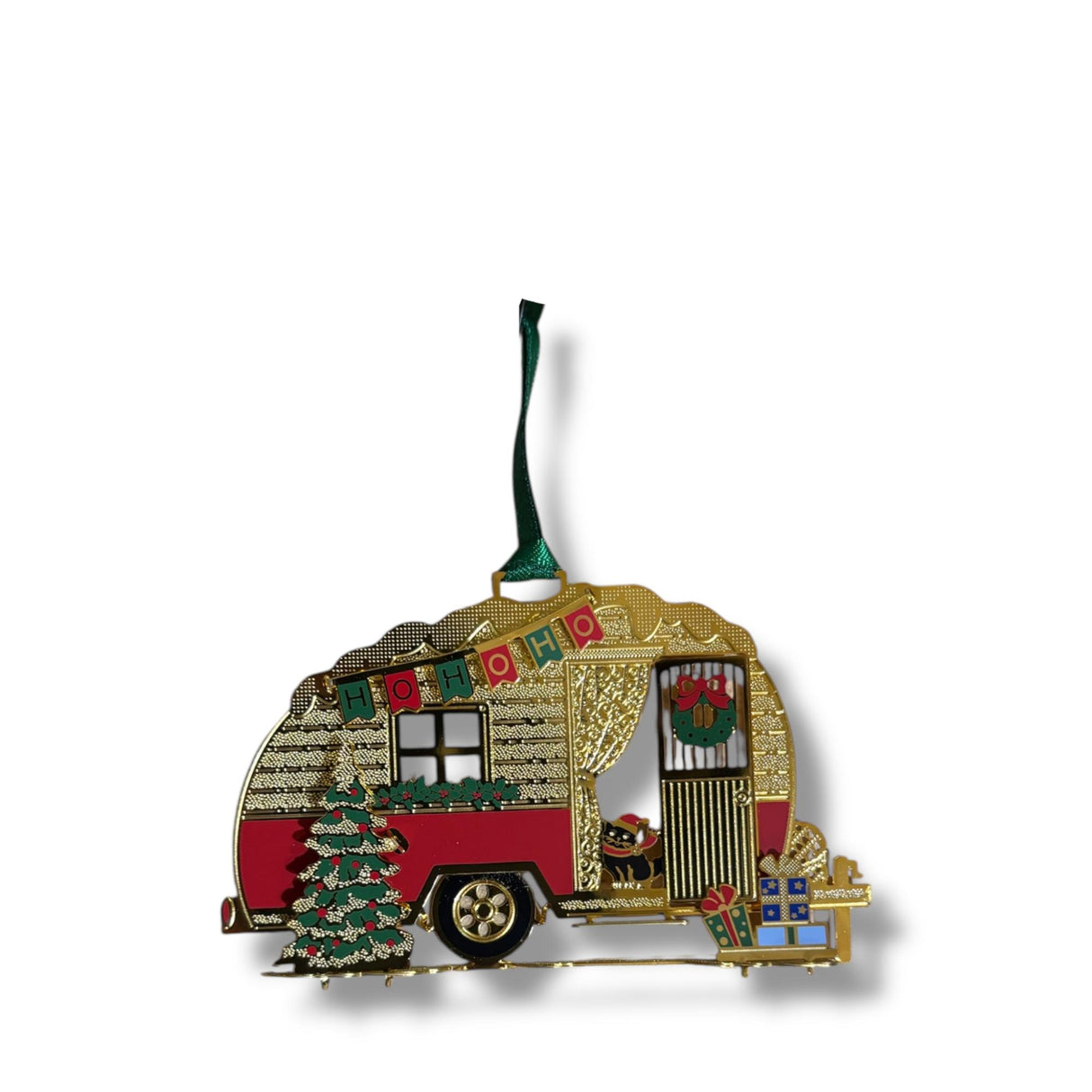 PALAIS ROYAL Addobbo Natalizio Pendaglio Roulotte di Natale Oro Metallo 9x6 cm