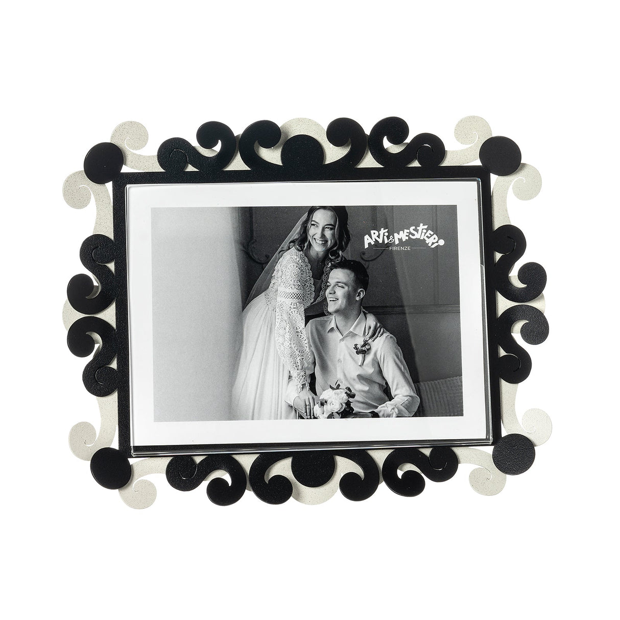 ARTI & MESTIERI Portafoto Koko Grande Orizzontale Formato 13x18cm Avorio | Nero