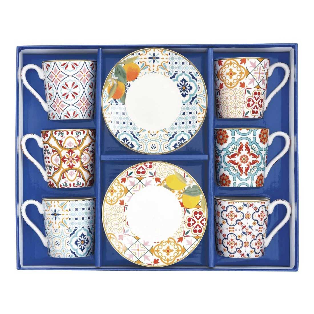 EASY LIFE Set 6 Tazzine Espresso 100ml con Piattini in Gift Box Siracusa