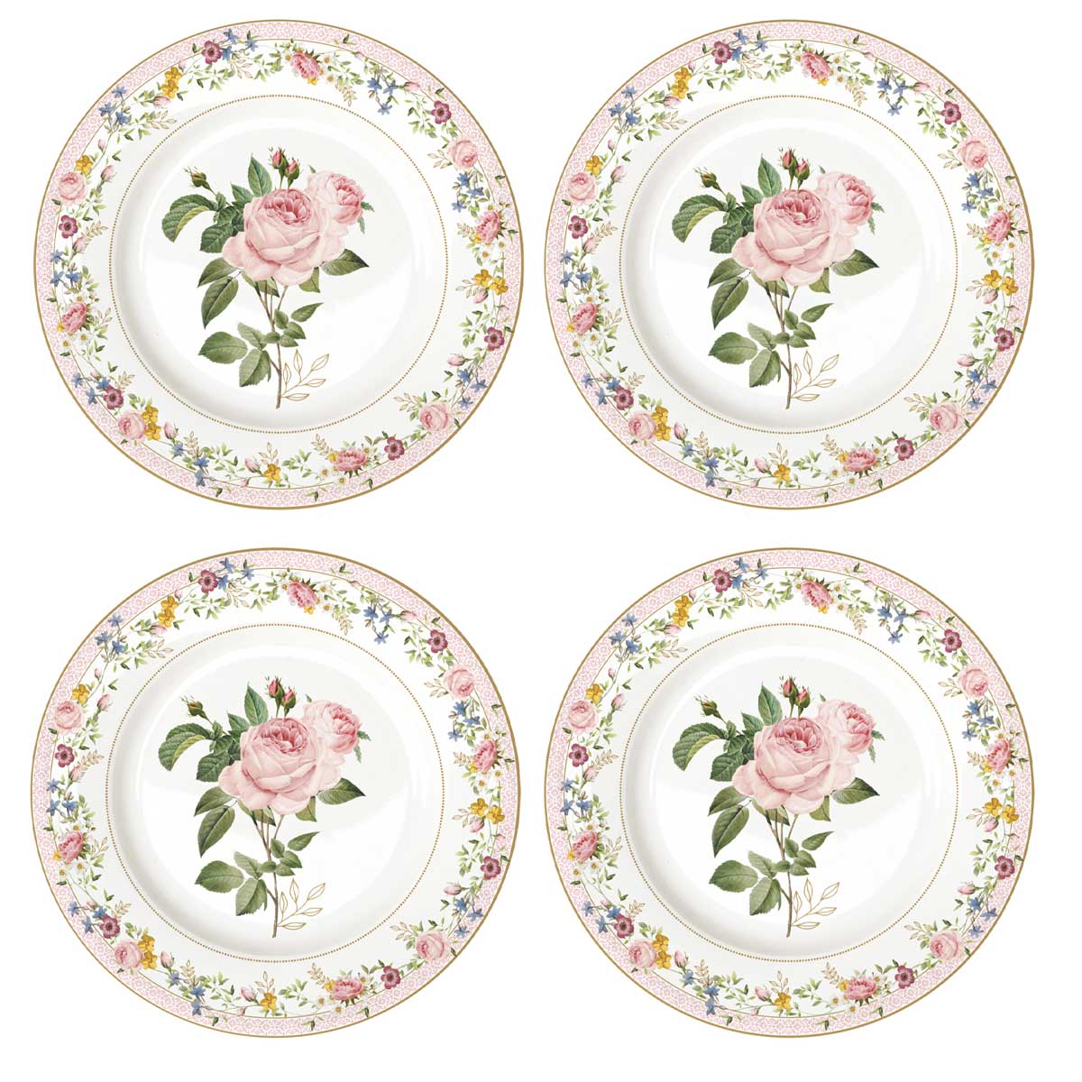 Set piatti dessert Easy Life in porcellana con decoro floreale 19 cm
