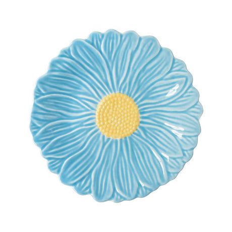 Piatto dessert Daisy Easy Life in porcellana azzurra 21 cm