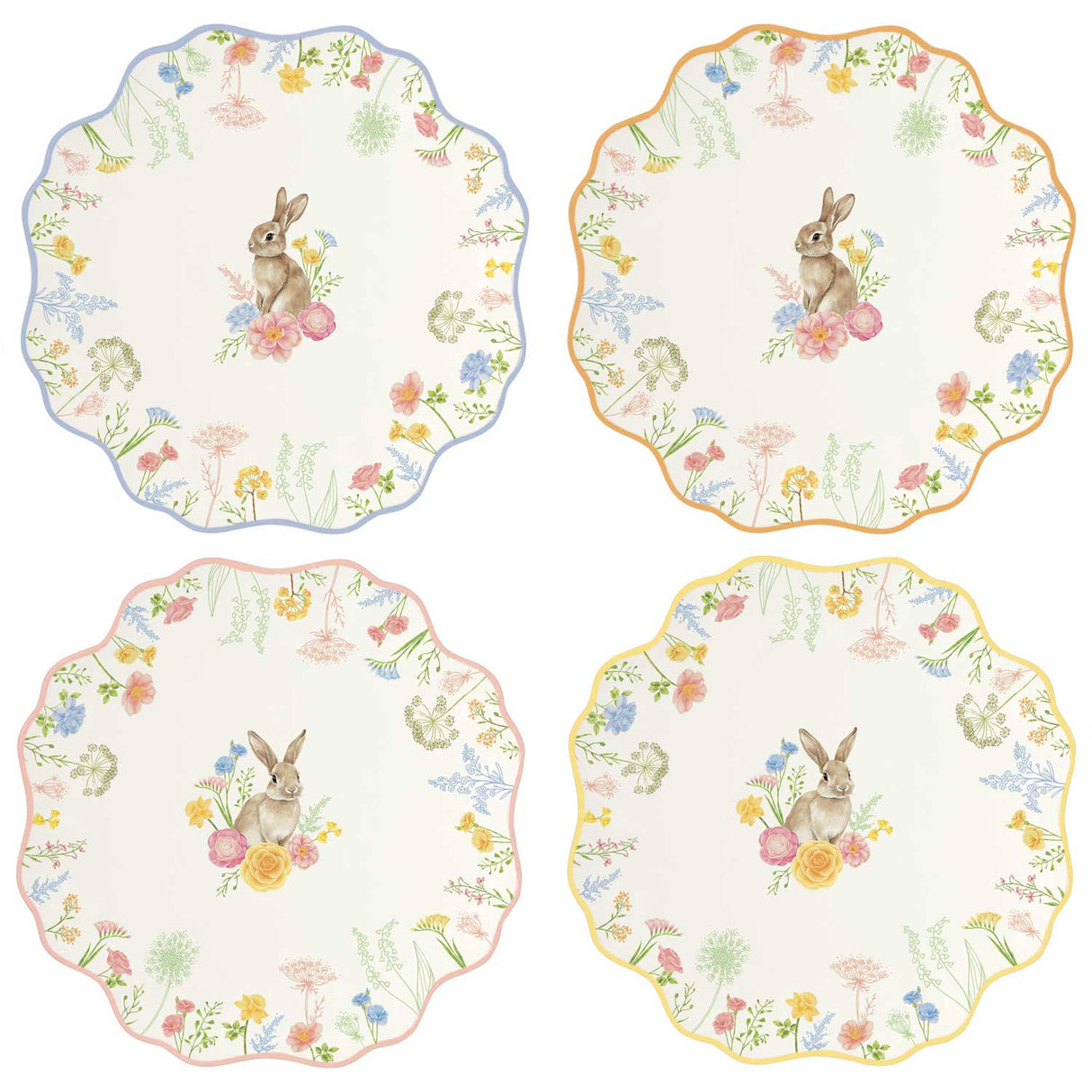 Set 4 piatti Tres Jolie Easy Life in porcellana decorata 21 cm