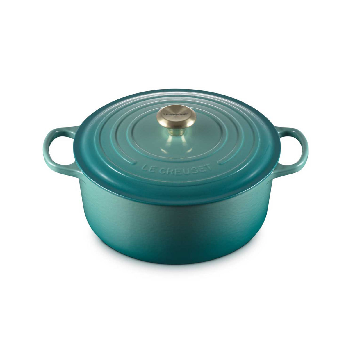 LE CREUSET Cocotte Rotonda Evolution 28cm Blu Riviera Ghisa Vetrificata