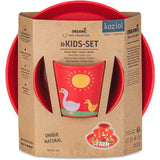 KOZIOL Set Bimbo 3 Pezzi Piatto Ciotola Bicchiere Organic Fattoria Rosso