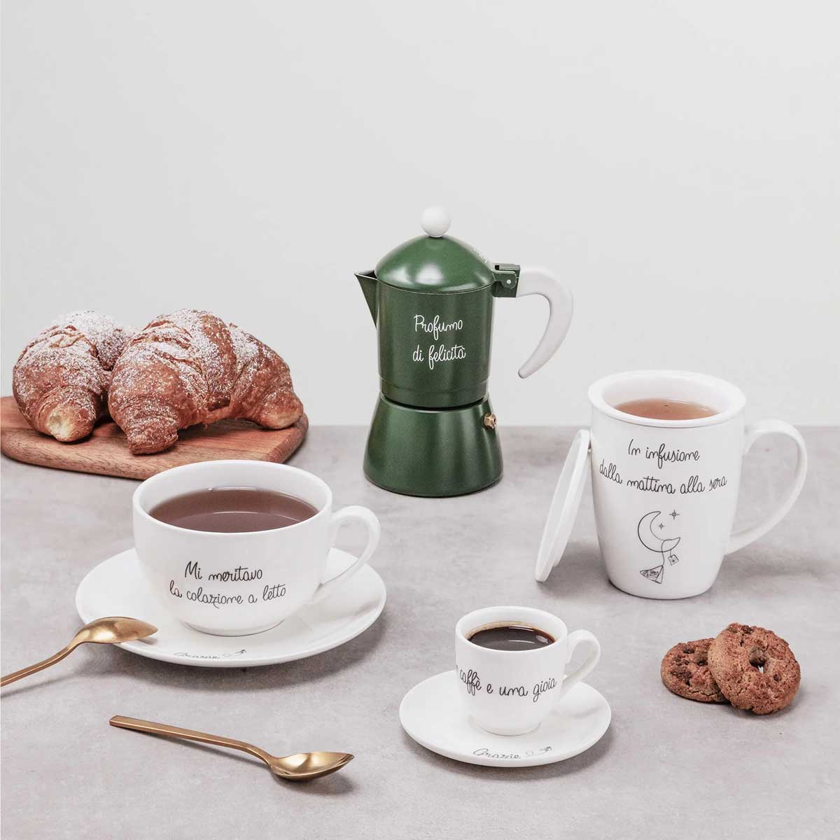 LA PORCELLANA BIANCA Gli Onesti Tazzine Caffè con Piattino Set 2 Pezzi 80ml Bianco