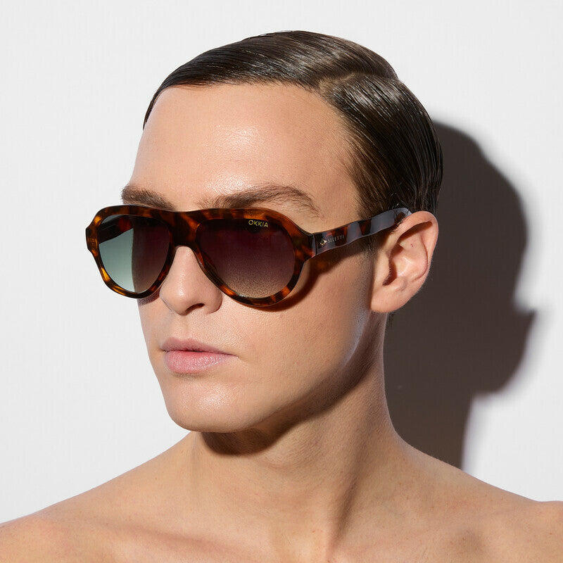 SELETTI x OKKIA Occhiali da Sole Florida Unisex Avana Lenti Verdi