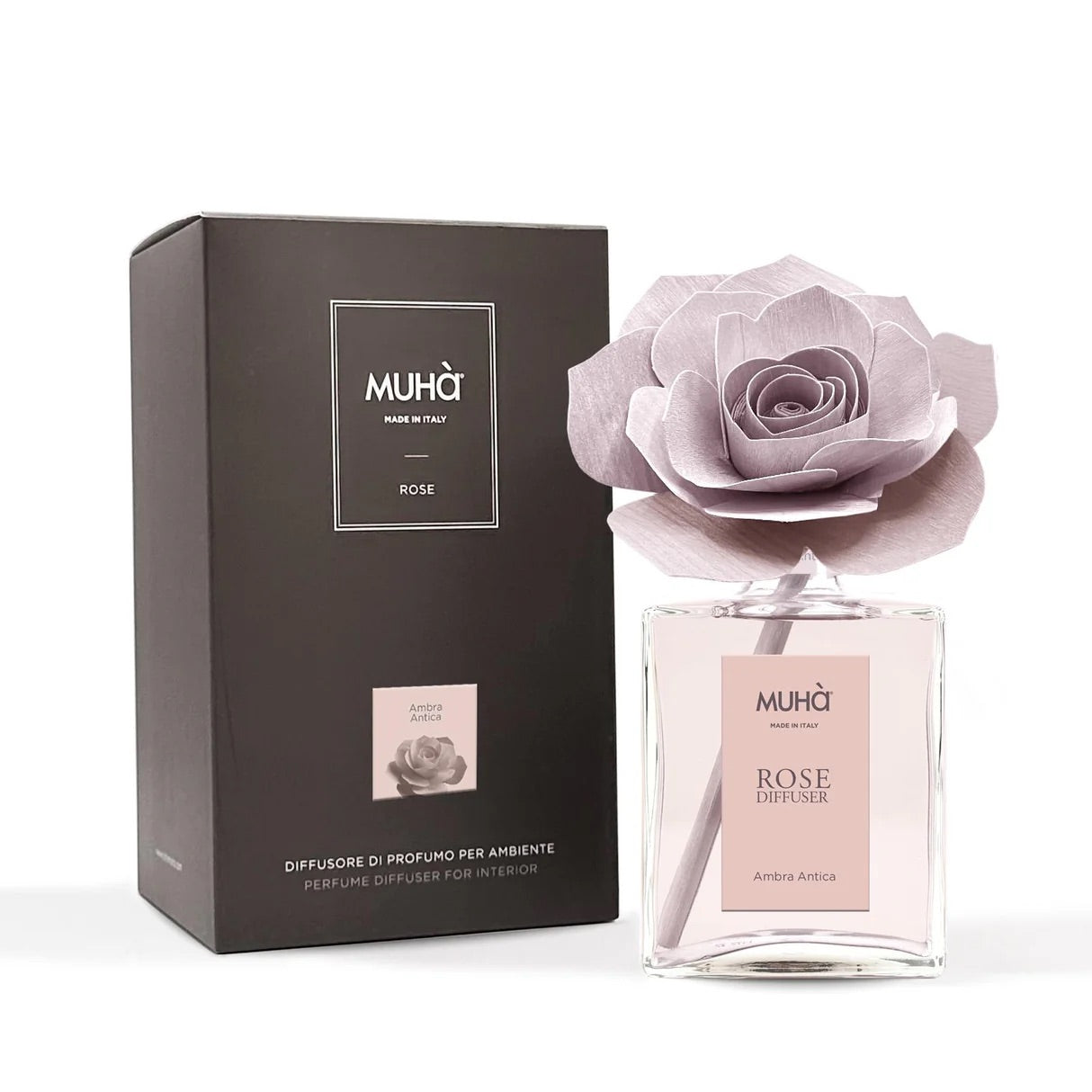 MUHA' Profumatore D'Ambiente Diffusore Rosa 200ml Ambra Antica
