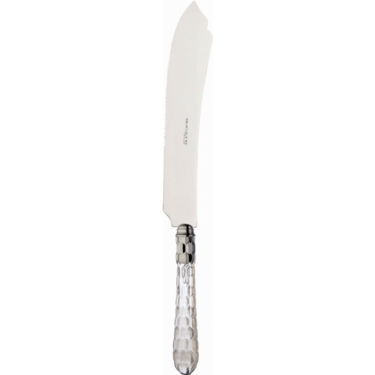 BUGATTI Cristallo Coltello Torte Dessert Manico Trasparente Acciaio Inox 26cm