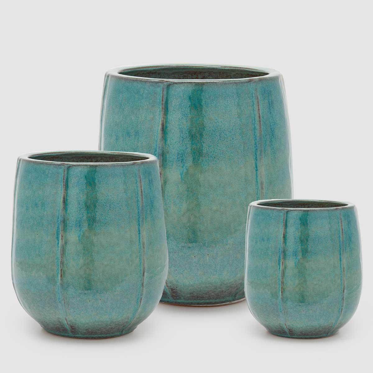 EDG Enzo De Gasperi Vaso Porta Piante Atlas Spicchi in Ceramica Medio 55x44cm Turchese