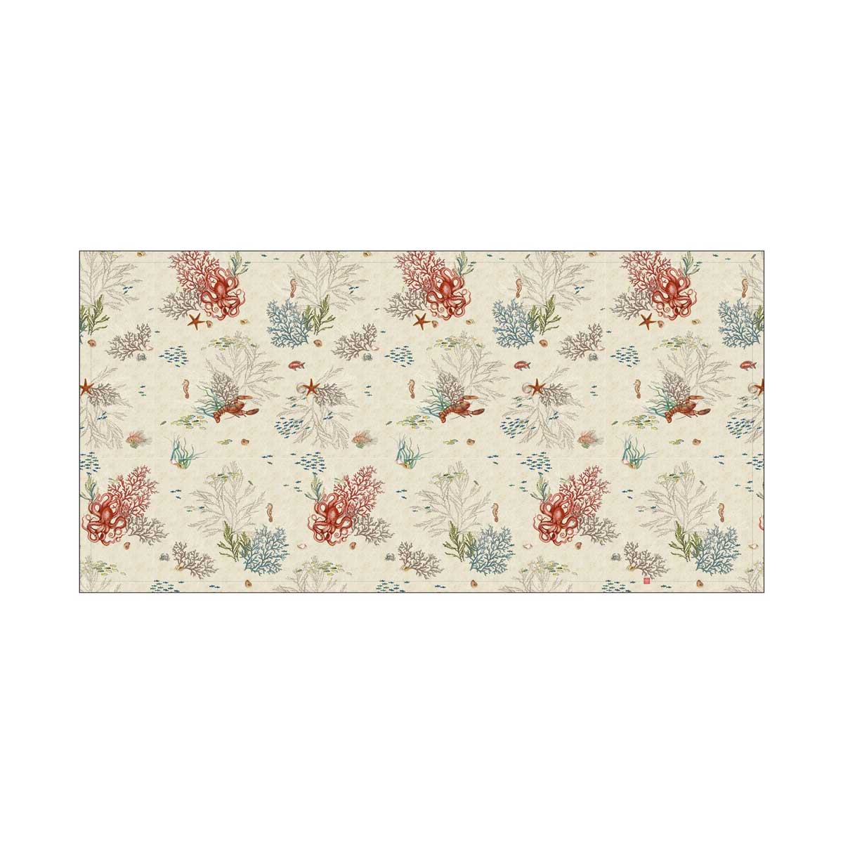 ROSE & TULIPANI Sea Life Tovaglia Antimacchia 150x300cm in Tessuto