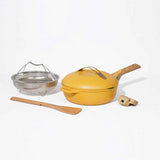COOKUT La Favolosa Padella Casseruola Tegame 2 Manici 8 in 1 24cm Metallo Giallo Mango