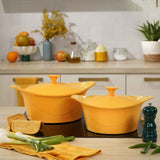 COOKUT L'Incredibile Cocotte in Metallo 28cm Giallo Mango con Pomello e Presine