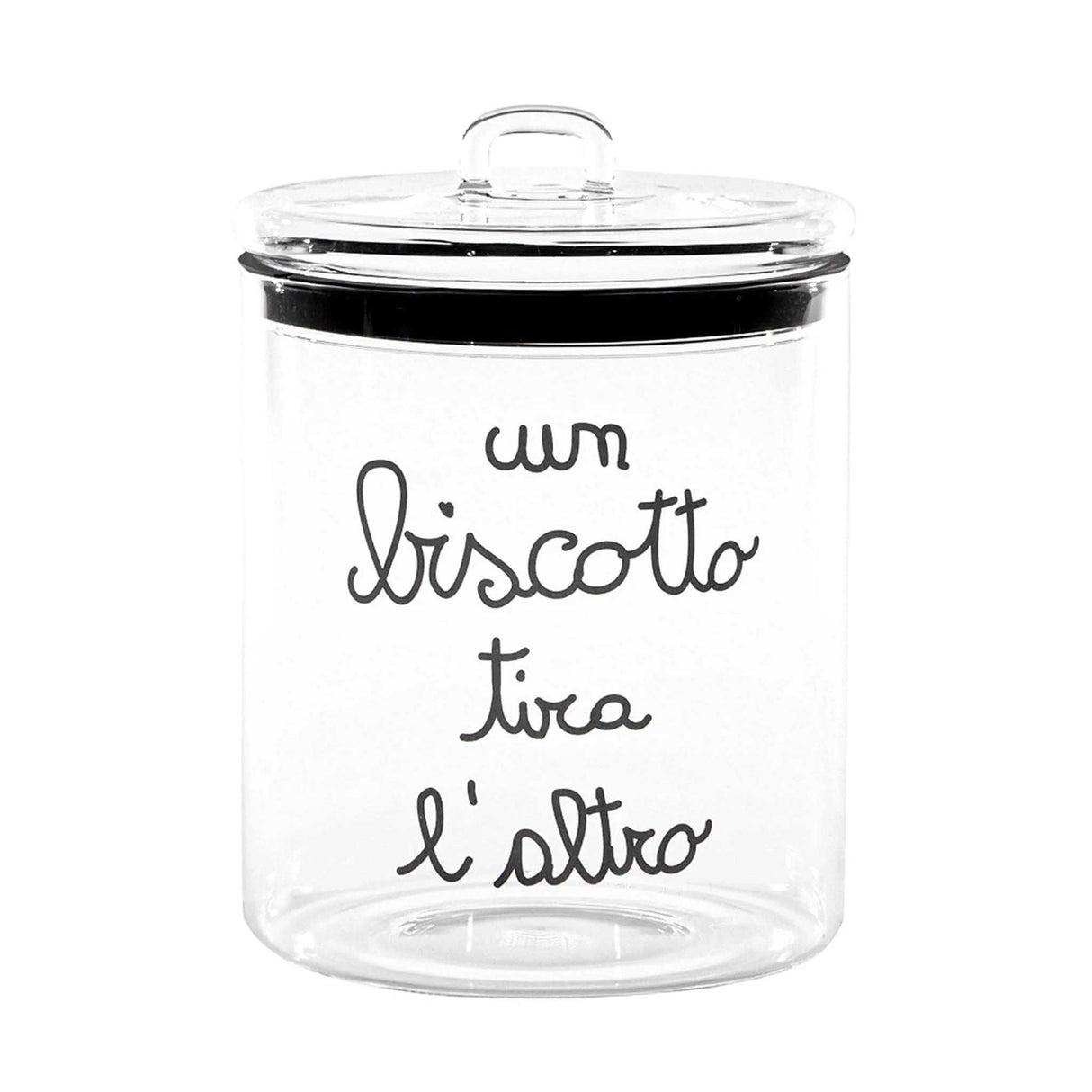 SIMPLE DAY Contenitore Barattolo Biscottiera Un Biscotto Tira L'Altro 15x22cm Vetro
