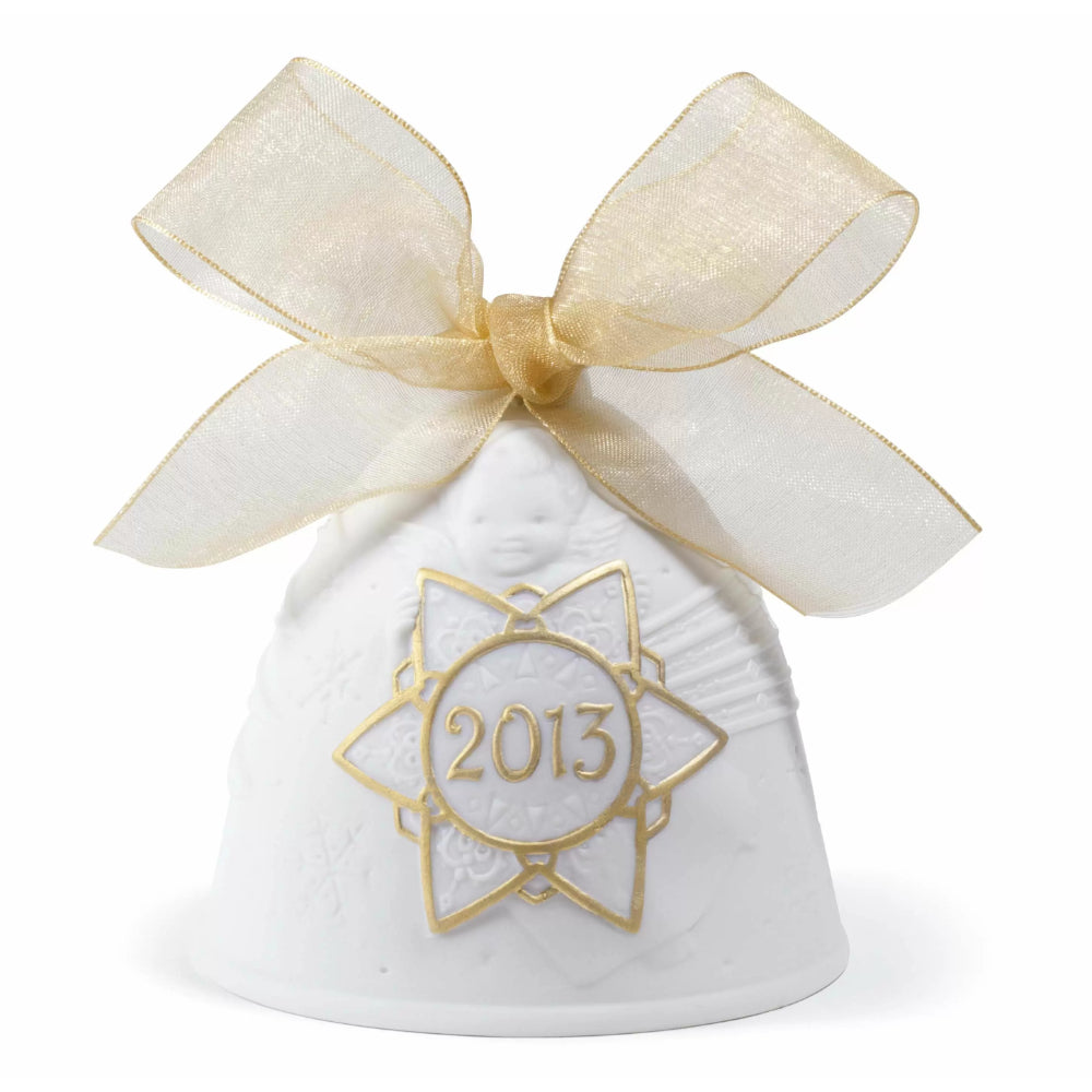 Lladró Campana di Natale 2013 Bianco Oro Porcellana H8cm