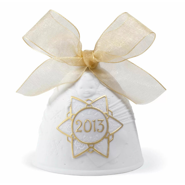 Lladró Campana di Natale 2013 Bianco Oro Porcellana H8cm