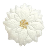 EASY LIFE Piatto Natalizio Stella di Natale Bianco con Decoro Oro 31cm Vetro