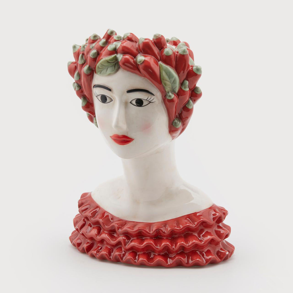 EDG Enzo De Gasperi Vaso Testa con Frutti Peperoncini 34cm Ceramica