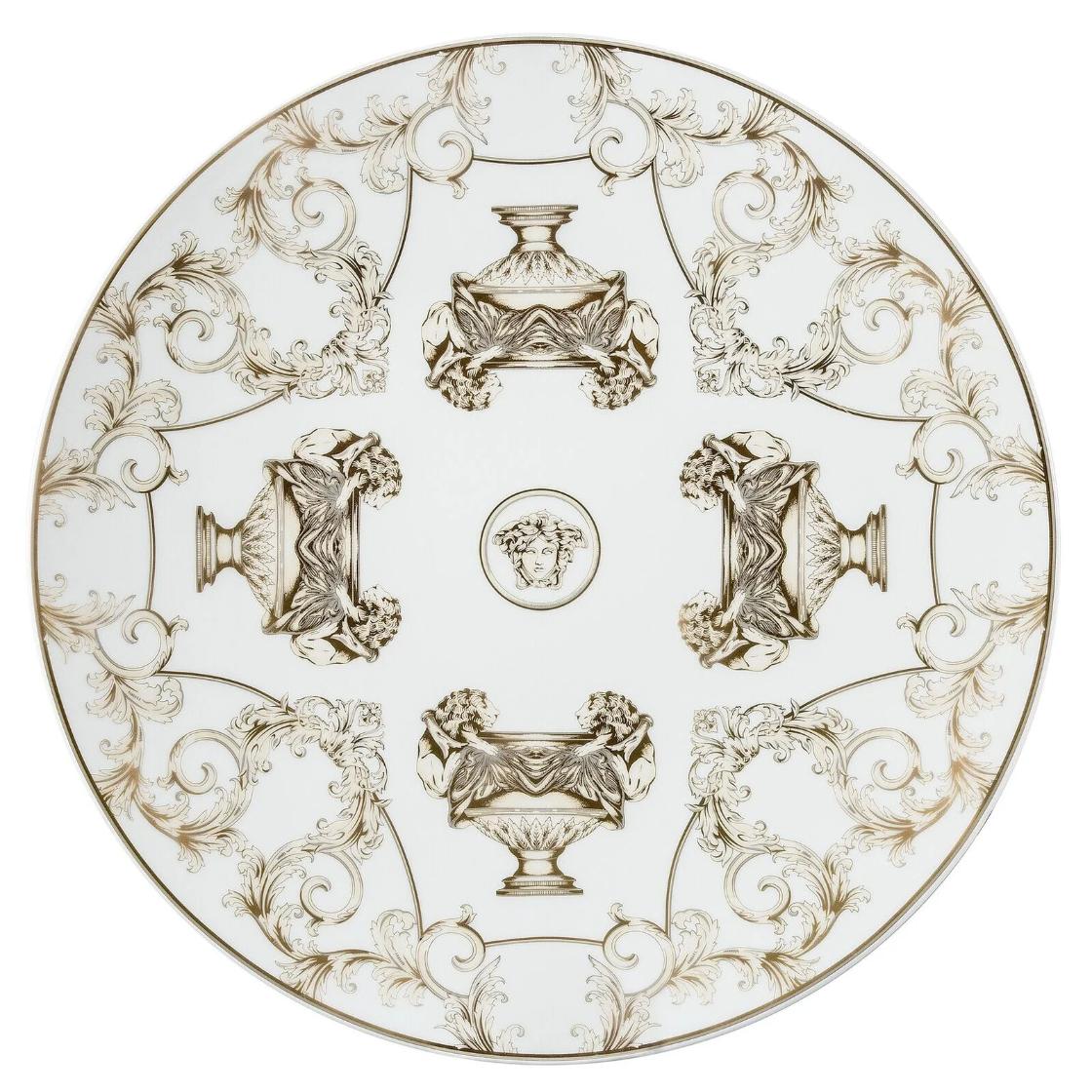 VERSACE Piatto Segnaposto La Coupe des Dieux  Bianco e Oro 33cm in Porcellana