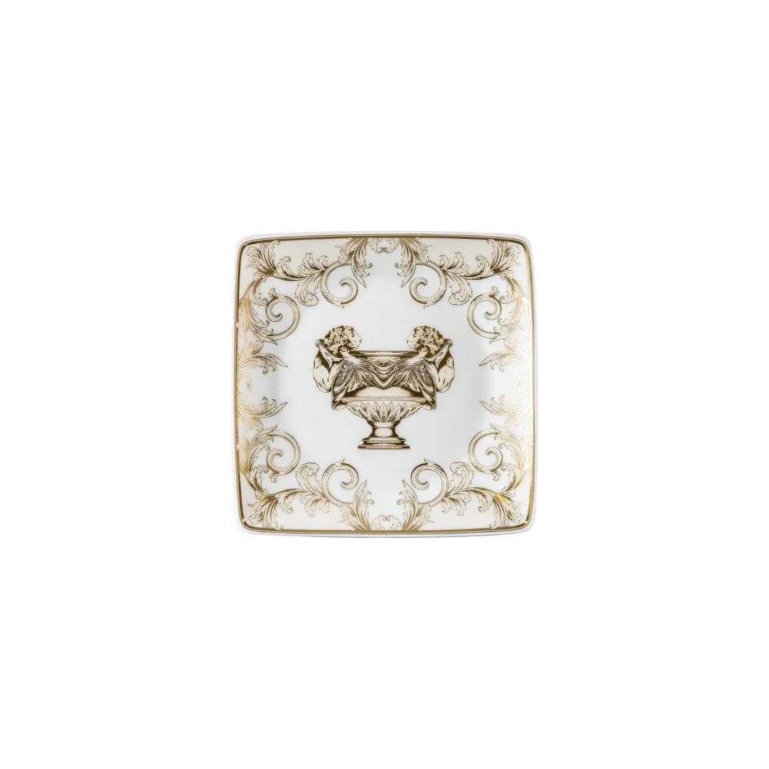 VERSACE Coppetta Quadrata La Coupe des Dieux  Bianco e Oro 12x12cm in Porcellana