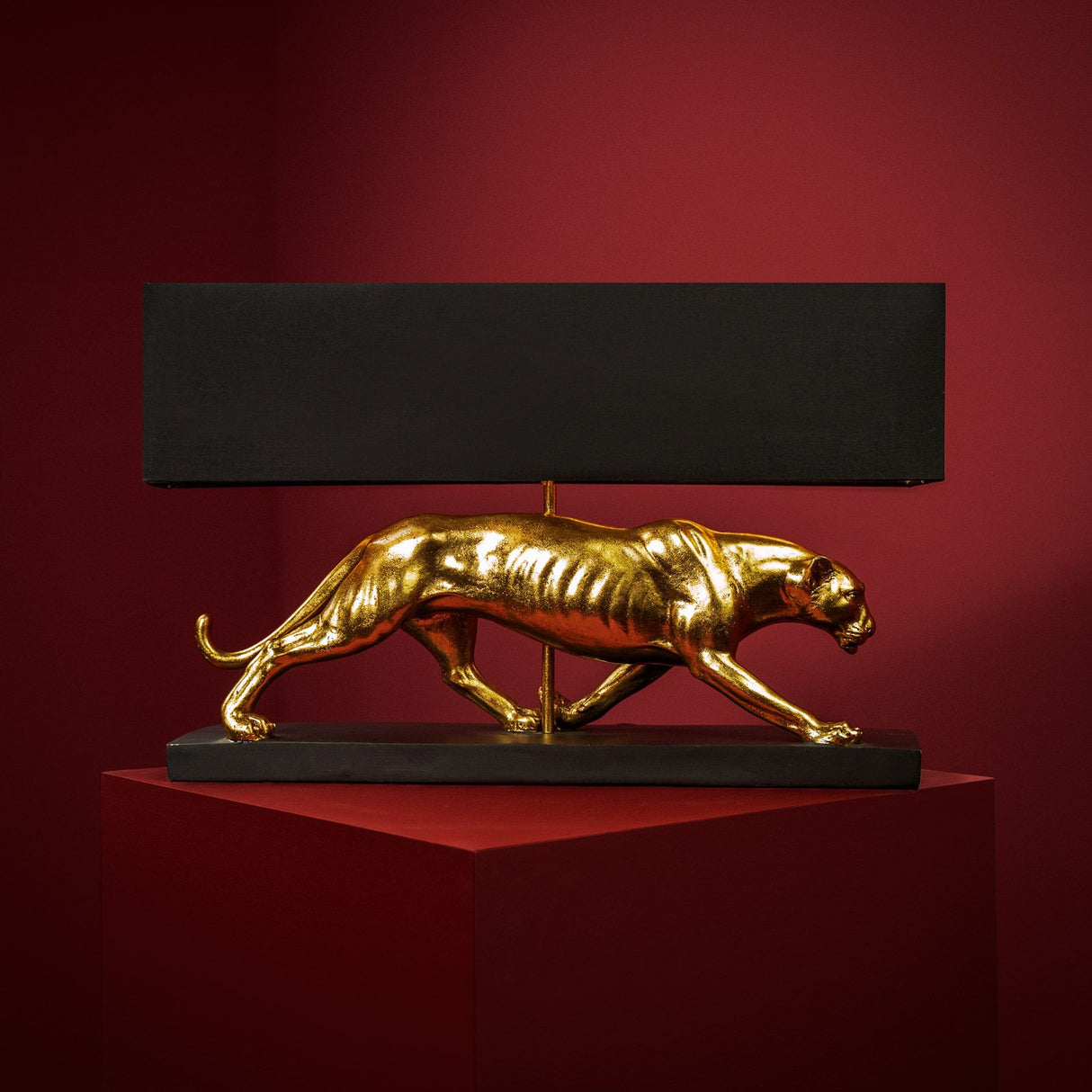 WERNS Lampada da Tavolo Pantera Baghiro 60,5x38,5cm Oro Nero Poliresina