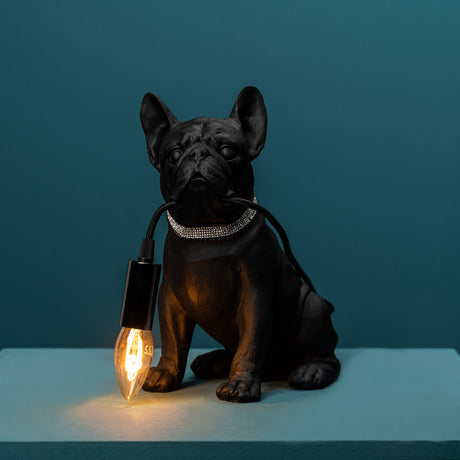 WERNS Lampada da Tavolo Cane Francis Nero 25x15x29cm