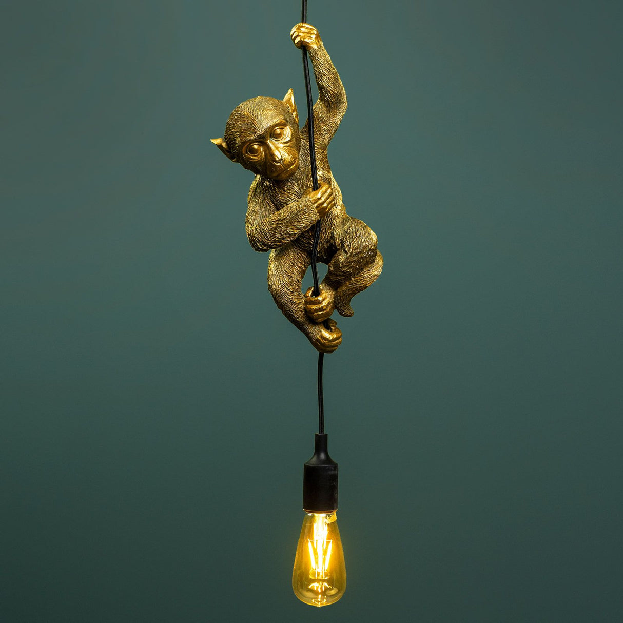 WERNS Lampada a Sospensione Scimmia Chip 38,5x14,5cm Oro Poliresina