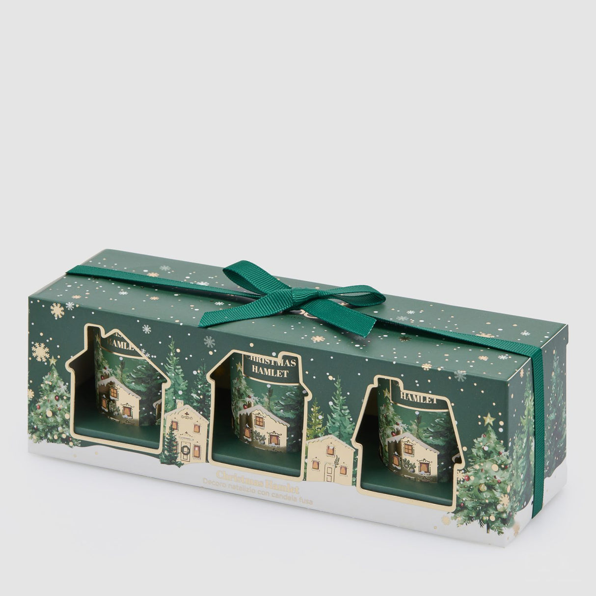 EDG Enzo De Gasperi Set 3 Candele Natalizie Profumate Noel Verde in Vetro e Cera 6x5cm