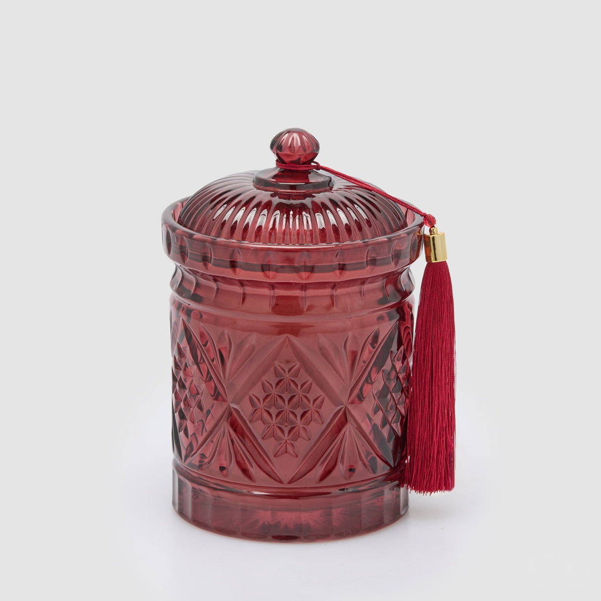 EDG Enzo De Gasperi Candela Natalizia Profumata Crystal con Nappina Bordeaux in Vetro e Cera 18x12cm