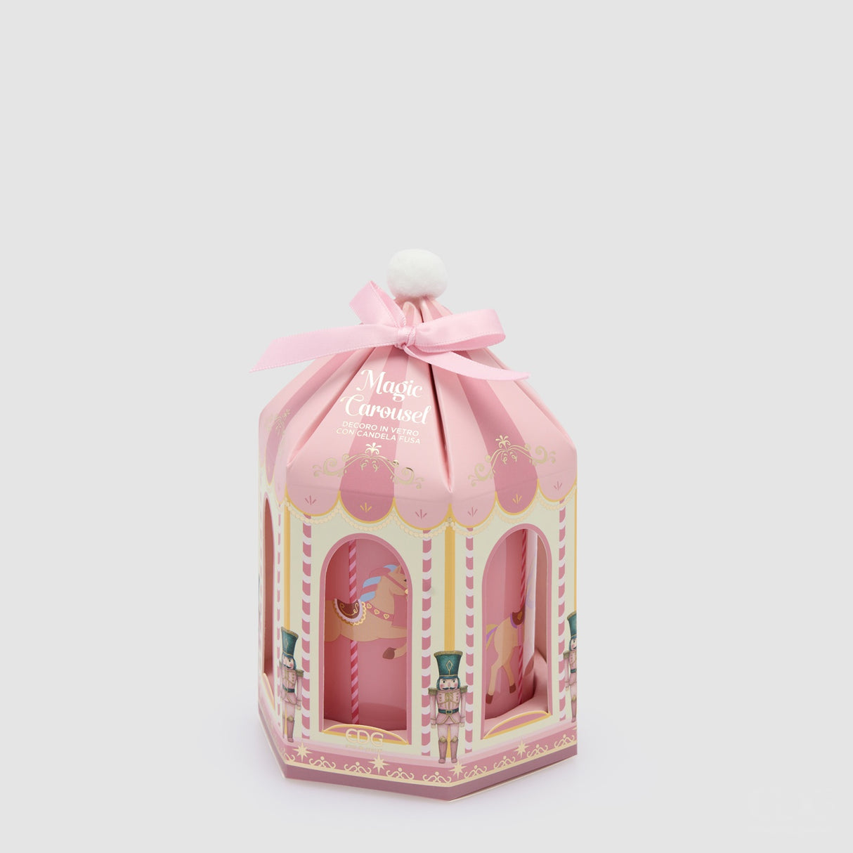 EDG Enzo De Gasperi Candela Natalizia Profumata Giostra Carosello Verde in Vetro e Cera 9x8cm