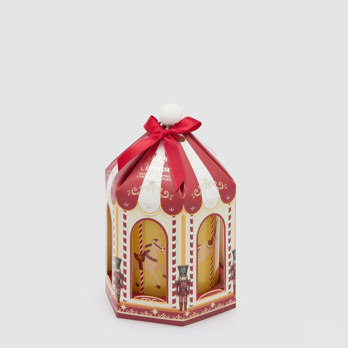 EDG Enzo De Gasperi Candela Natalizia Profumata Giostra Carosello Bordeaux in Vetro e Cera 9x8cm