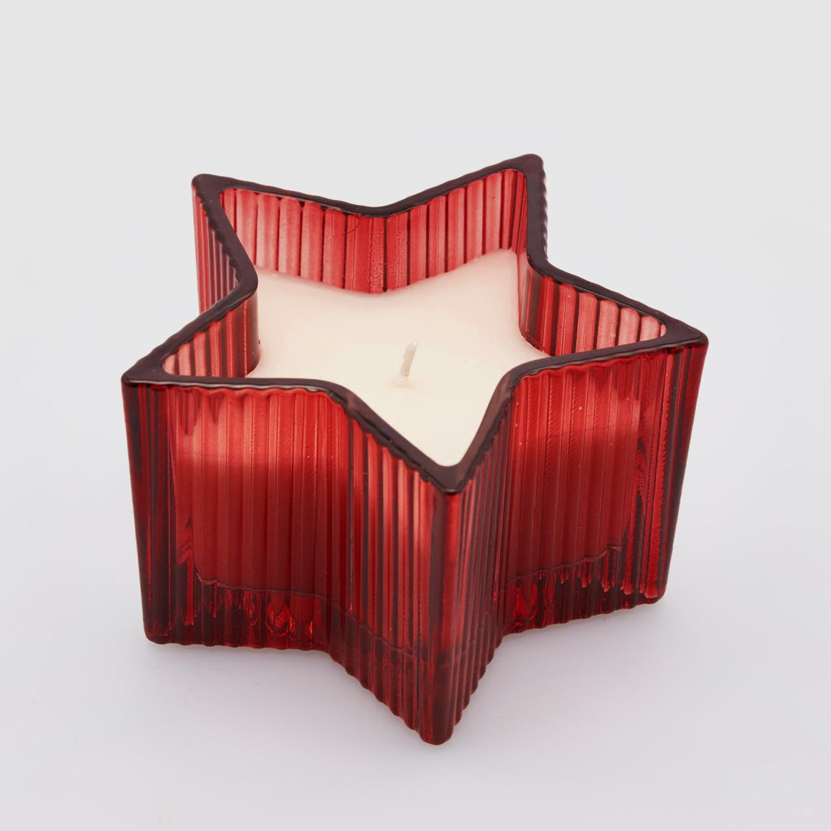 EDG Enzo De Gasperi Candela Natalizia a Stella Profumata Bordeaux scuro in Vetro e Cera 8x13,5cm