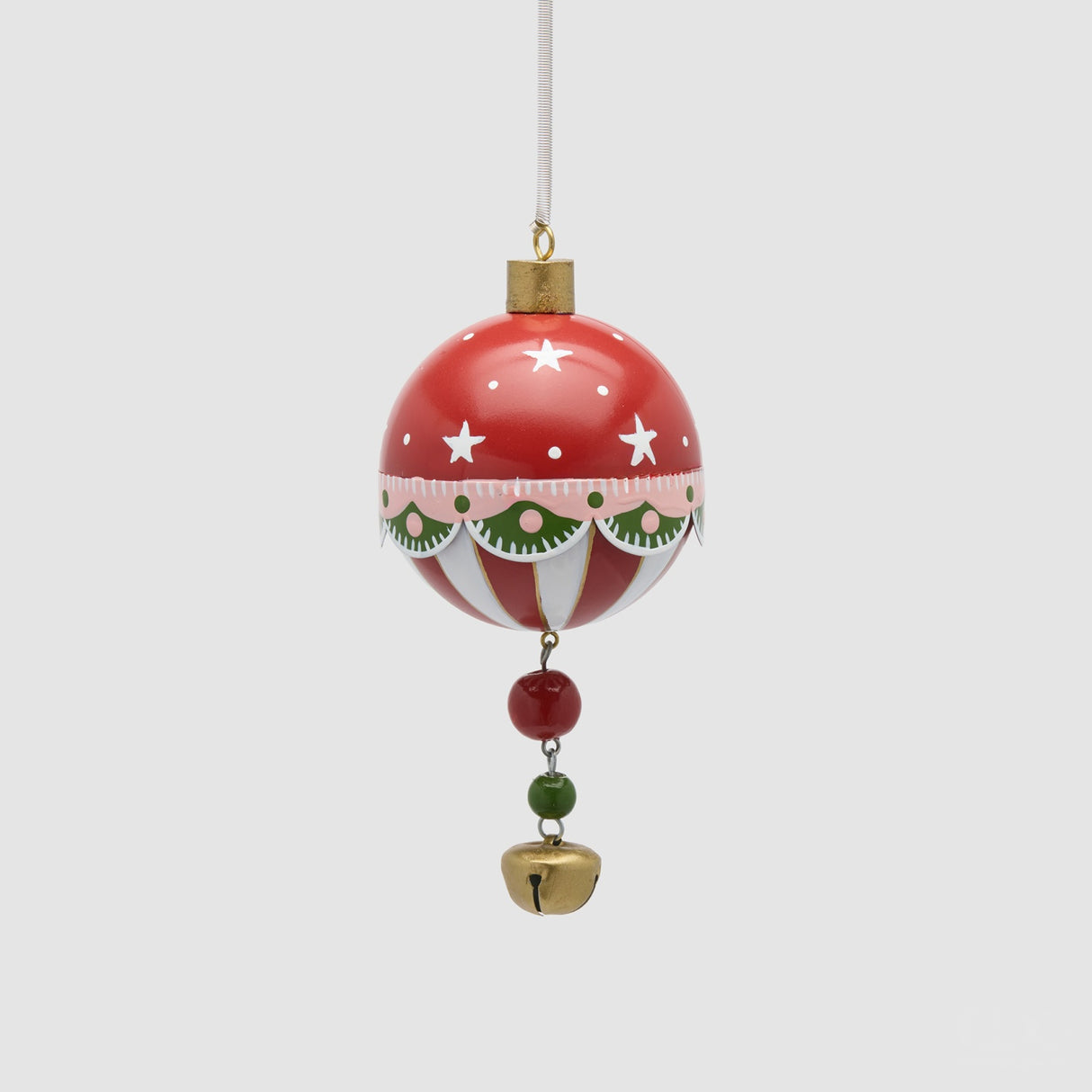 EDG Enzo De Gasperi Pallina di Natale Nappa con Pendente Bianco e Rosso in Metallo 18x8cm